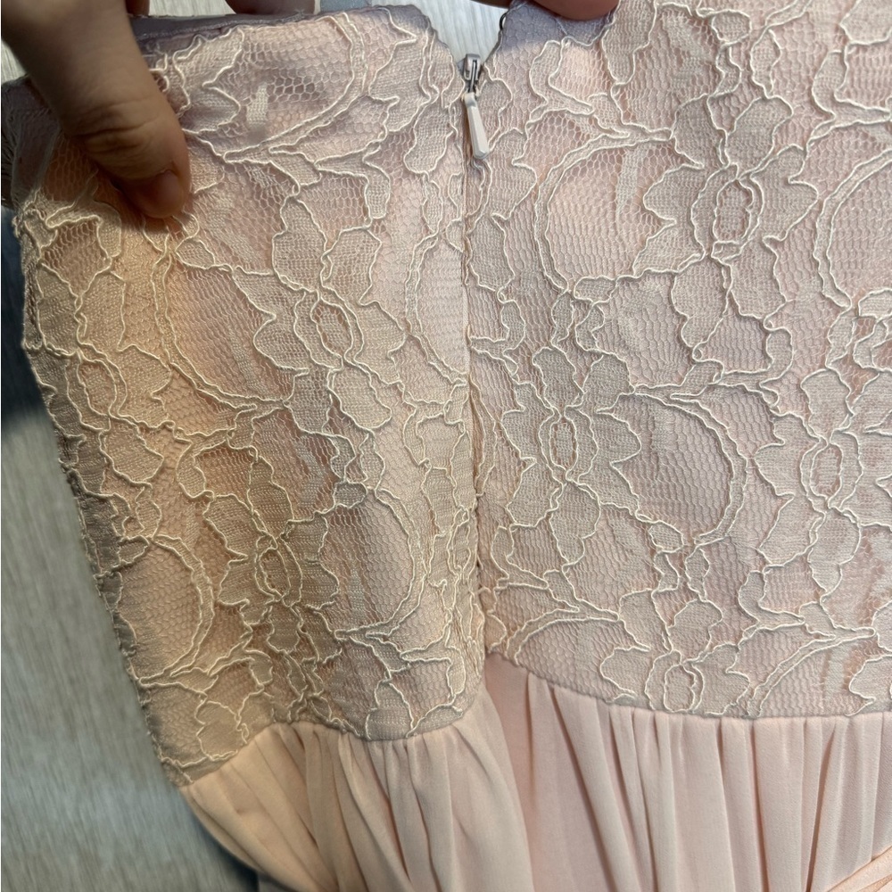 Bill Levkoff pink lace and chiffon sweetheart neck strapless dress size 8 - Picture 4 of 5